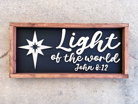 21.5X10 Light of the World Wood Sign