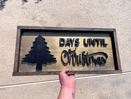 21.5X10 Days Until Christmas Chalkboard Wood Sign with Frame